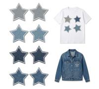 ZOMKIFA 8 Pezzi Toppe Stelle Termoadesive per Abiti Jeans Giacche Cappelli Polyester Adesivo Blu Grigio 8.5x8cm 7.3x7.2cm