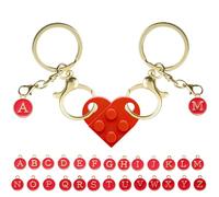 ZOMKIFA Portachiavi Cuore Personalizzabile per Coppie & Amici, Set Simbolico per Lui & Lei, Valentino & Anniversario(Rosso)