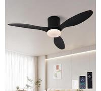 ZOMLBOF Lampadario con Ventilatore da Soffitto, Ventola Soffitto con Luce Pale con Telecomando Silenzioso LED Dimmerabile con Memoria, 6 Velocità, Motore DC Reversibile e Tempistica -Black
