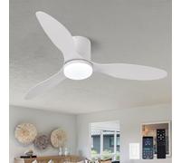ZOMLBOF Lampadario con Ventilatore da Soffitto, Ventola Soffitto con Luce Pale con Telecomando Silenzioso LED Dimmerabile con Memoria, 6 Velocità, Motore DC Reversibile e Tempistica -White