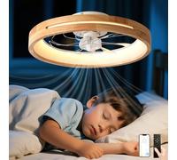 ZOMLBOF Ventilatore da Soffitto Legno con Luce Modern Camera da Letto 50cm | Lampadario con Ventola,Reversibile Motore DC,Plafoniera con Ventilatore da Soffitto,6 Velocità con Timer,LED Dimmerabile