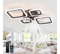 ZOMLBOF Ventilatore Da Soffitto Quadrato Con Luce Camere Da Letto,Led Plafoniera Con Ventilatore Con Dimmerabile Memoria App,Lampadario Ventilatore 6 Velocità Reversibile Con Tempistica,nero4