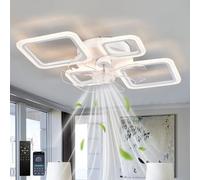 ZOMLBOF Ventilatore Da Soffitto Quadrato Con Luce Camere Da Letto,Led Plafoniera Con Ventilatore Con Dimmerabile Memoria App,Lampadario Ventilatore 6 Velocità Reversibile Con Tempistica,Bianco4