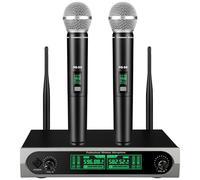 ZOMON Sistema di microfoni wireless, set di microfoni wireless in metallo con custodia, microfoni dinamici senza fili per canto, karaoke, chiesa, DJ, portata 30,5 m