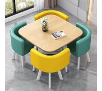 ZomoQryn Elegante Set Pranzo Rotondo Con 4 Sedie Tavolo Pranzo e Sedie Negoziazione Dotato Comodi Cuscini Antigraffio e Antiusura Adatto per Uso Domestico Square Table - C1