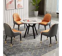 ZomoQryn Set Tavolo E Sedie Riunione Aziendale Set Tavolo Pranzo Cucina Rotondo Piano Tavolo Spesso 12 Mm + 4 Sedie In Pelle Pu Resistente Ai Graffi Adatto per Riunioni Accoglienza E Balconi Orange-A