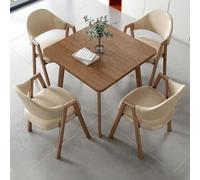 ZomoQryn Set Tavolo Pranzo e Sedie Quadrati per Cucina Tavolo E Sedie per Reception e Tempo Libero Piano 80 Cm Struttura In Metallo Adatto Riunioni In Ufficio e Tempo Libero a Casa Khaki + Walnut