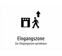 Zona d'ingresso - Diritta verso la zona d'ingresso - Targa in alluminio A2: 594 x 420 mm - con grafica e testo