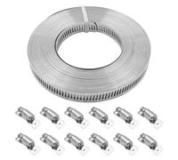 ZONADAH Fascetta stringitubo, 10 m, clip per giubileo in acciaio inox 304, regolabile, grande, assortiti con 12 elementi di fissaggio, fascette stringitubo per fascette stringitubo a vite