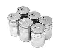 ZONADAH Set di 2 barattoli per spezie da esterno in acciaio inox, escavatore, sale, zucchero, spezie, pepe, spezie, pepe, spezie con coperchio girevole