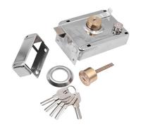 ZONADAH Set di serrature per porte esterne, chiavistello interno con 5 chiavi, serratura a cilindro in acciaio inox, set di serratura con alloggiamento per carte, chiavistello aperto a destra