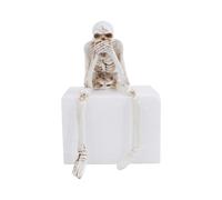 ZONADAH Statua di scheletro di Halloween "Speak No Evil", statuette di scheletro artificiali, realistiche, decorazioni per la casa, casa infestata, decorazione per feste di Halloween