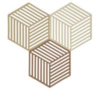 Zone Denmark Hexagon - Sottopentola resistente al calore, in silicone, pratici e decorativi, 16 x 14 cm, 3 pezzi, colore cachi/sabbia calda/almond