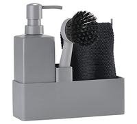 Zone Denmark Set di 4 accessori per lavastoviglie con dispenser di sapone/dispenser di sapone/sapone, panno e spazzola per piatti, 19 x 6 x 20,5 cm, grigio