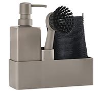Zone Denmark Set di 4 organizer per stoviglie con dispenser di sapone/detersivo per piatti, strofinaccio e spazzola per piatti, 19 x 6 x 20,5 cm, colore: Tortora