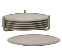 Zone Denmark Singles - Sottobicchieri in silicone per bicchieri, tazze, bicchieri da cocktail, diametro 10 cm, altezza 3,1 cm, 6 pezzi, con supporto, colore: tortora