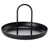Zone Denmark Singles - Vassoio da portata in metallo laccato opaco, rotondo, con maniglia, diametro 20 cm, colore: Nero