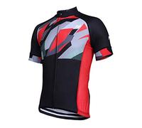 ZONE3 Cool-Tech - Maglia da Ciclismo da Uomo, Uomo, Maglia, CY18MMCJ101/S, Nero/Rosso/Grigio., S