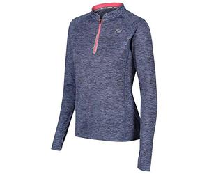 ZONE3 Women's Zip Soft-Touch Technical, T-Shirt Donna, Petrol Blue/Neon Coral, L