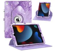 ZoneFoker Custodia per iPad 9a/8a/7a generazione, iPad 10,2 pollici 2021/2020/2019, supporto rotante a 360 gradi, iPad 9 8 7 Gen 10,2 '' Custodia in pelle con design tascabile e portapenne, viola