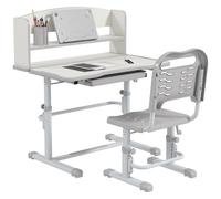 ZONEKIZ Banco per Bambini 6-12 Anni con Sedia Regolabile e Cassetto