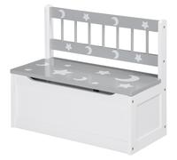 ZONEKIZ Cassapanca Portagiochi Sedia per Bambini 2 in 1 Bianca Grigia