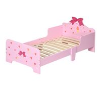 ZONEKIZ Lettino per Bambini con Fantasia a Fiocchi e Sponde Età 3-6 Anni, Rosa