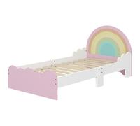 ZONEKIZ Letto Bambini 3-6 Anni con Sponde Laterali Anticaduta Bianco e Rosa