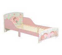 ZONEKIZ Letto per Bambini 3-6 Anni con Bordi Rialzati, Lettino per Bimbi 140x70 cm con Doghe e Fantasia con Animali, Rosa