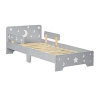 ZONEKIZ Lettino per Bambini 3-6 Anni con Motivi a Stelle e Luna Grigio e Legno