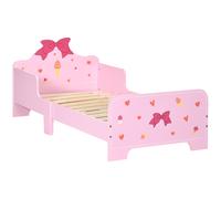 ZONEKIZ Letto per Bambini con Sponde e Fantasia a Fiocchi Età 3-6 Anni, Rosa