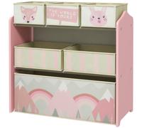 ZONEKIZ Mobile Portagiochi per Bambini con 6 Contenitori in Tessuto Verde