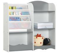 Zonekiz Scaffale per bambini Organizzatore di giocattoli Scaffale per bambini con ripiani aperti per camera da letto 85X26X84 cm Grigio