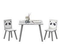 ZONEKIZ Set 3 Pezzi con Tavolino e 2 Sedie per Bambini da 3-8 Anni Grigio