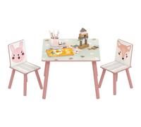 ZONEKIZ Set 3 Pezzi con Tavolino e 2 Sedie per Bambini da 3-8 Anni Rosa