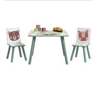 ZONEKIZ Set 3 Pezzi con Tavolino e 2 Sedie per Bambini da 3-8 Anni Verde