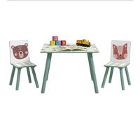 ZONEKIZ Set Tavolo e 2 Sedie per Bambini 3-8 Anni in MDF e Legno di Pino Grigio