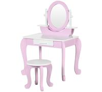 ZONEKIZ Set Toeletta Trucco per Bambini 3-6 Anni con Specchi e Sgabello Rosa