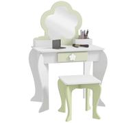 Zonekiz Toletta per Bambina con Specchio e Sgabello 55X34X87,5 cm Bianco e Verde