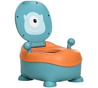 ZONEKIZ Vasino per Bambini a Forma di Alieno, WC per Bambini da 6 Mesi con Seduta Ergonomica e Schienale Coperchio, Vaschetta Rimovibile, Blu e Arancione
