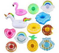ZoneYan 12 Stück Aufblasbare Getränkehalter für Pool, Pool Getränkehalter, Getränkehalter Schwimmender, Schwimmende Untersetzer, Pool Zubehör Spaß, Zufällige Stile, für Poolparty-Dekorationen