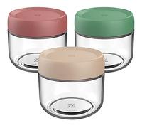 ZoneYan Barattolo di Vetro 250ml/280ml/260ml, Barattoli Cucina Piccoli, Ermetico Vasetti Tondi in Vetro, Vasetto Yogurt Marmellate Spezie Alimenti (3 * 280ml)