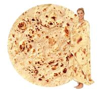 ZoneYan Burritos Tortillas Coperta, 150cm Coperta Burrito in Flanella, Coper-ta Tacos Divertente, Coperte a Forma di Tortilla Creativa, Coperte Burrito Tortilla per Casa e all'aperto (A, 160cm)