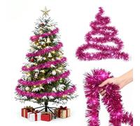 ZoneYan Ghirlanda Tinsel di Natale, 10 Pezzi Ghirlande di Natale, Ghirlanda di Natale Tinsel Ghirlanda, 1.8m, per Decorazioni di Festa di Compleanno di Nozze di Natale (Rosa Rosso)