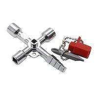 Zonfer 1pc 4 Way Utility Universale Idraulici Key, Key 4 Way Utility Multi Croce, Piazza Triangolo Croce Strumento Chiave per Ascensore Elettrico Cabinet Armadio Box
