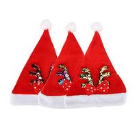 Zonizforceal Cappello da Babbo Natale con fiocco a forma di corna, cappello natalizio per adulti e bambini, cappello festivo in morbido cotone per allegre feste di Natale, celebrazioni del