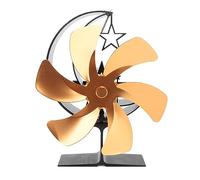 Zonizforceal Ventilatore per stufa a legna a 6 pale, ventilatore per camino alimentato dal calore, ventilatore termoelettrico per stufa a legna con motivo a mezzaluna, circolazione dell’aria (Oro)