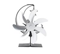 Zonizforceal Ventilatore per stufa a legna alimentato dal calore, modello Moon a 7 pale, ventilatore silenzioso per stufe a legna e bruciatori di tronchi, ventilatore autogenerato per la (Argento)