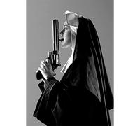 ZONJEE Nun with A Gun Poster And Prints Modern Designer Art Canvas Painting Wall Art Picture for Living Room Decor No Frame (Color : C19, Size : 50X70CM No Frame)