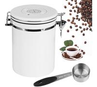 ZONJIE Barattolo Ermetico per Caffè in Grani Con Coperchio Sottovuoto, Contenitore per Tè, in Acciaio Inox Con Chiusura per Aromi (Bianco, 2.8L)